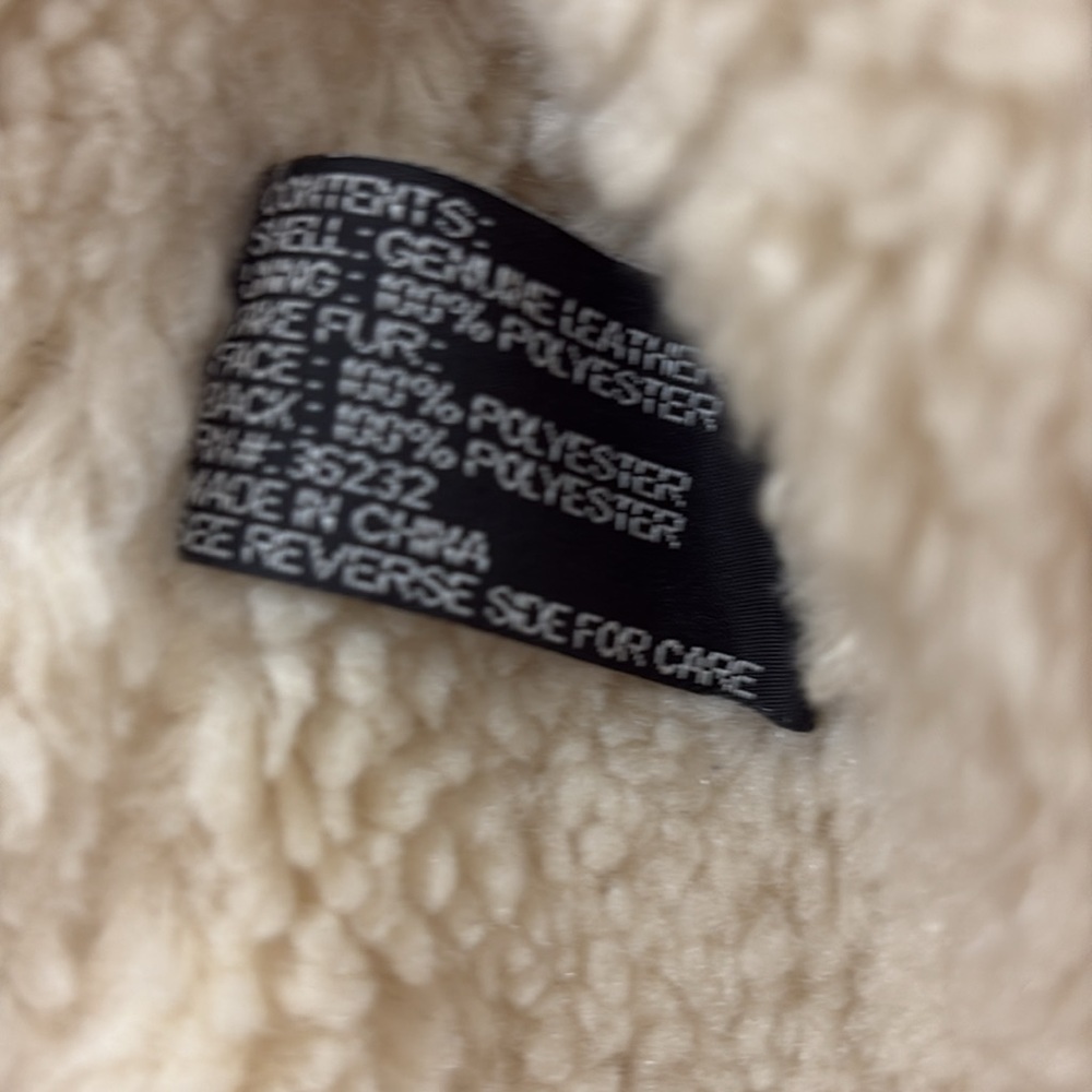 B. Moss women’s L brown genuine leather faux fur Coat - Picture 3 of 8